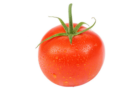 在白色背景上分离出新鲜的红色西红柿。