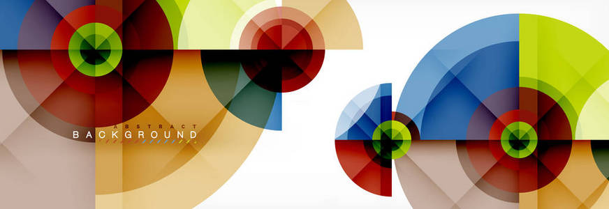 最小几何圆和三角形抽象背景, 技术现代设计, 海报模板