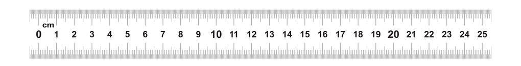 双面尺25厘米或毫米。 除法值0.5毫米。 精确长度测量装置。 校准网格