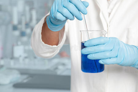 化学蓝色液体混合物
