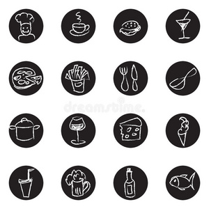 食物和饮料涂鸦图标集