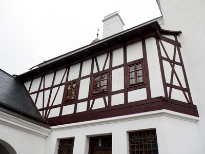 住宅 美丽的 文化 临街 建筑 烟囱 阴天 框架 保护 巴伐利亚