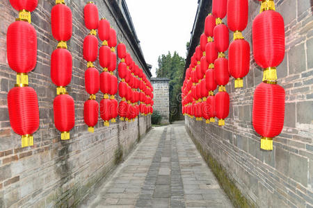 中国的红灯笼与古胡同图片