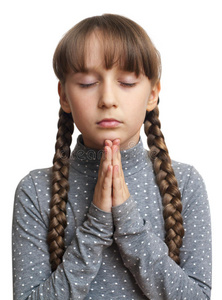 女孩在祈祷，与世隔绝