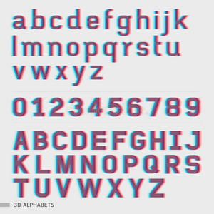 三维字母和数字字体。