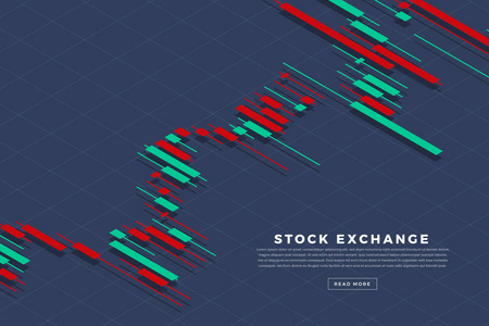 蜡烛棒图股票市场投资交易股票交易所的概念设计和背景。 矢量插图。