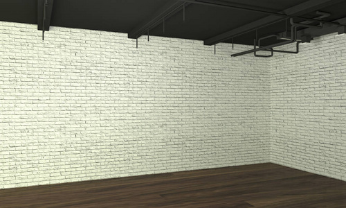 空房现代空间室内3渲染阁楼风格白色砖墙