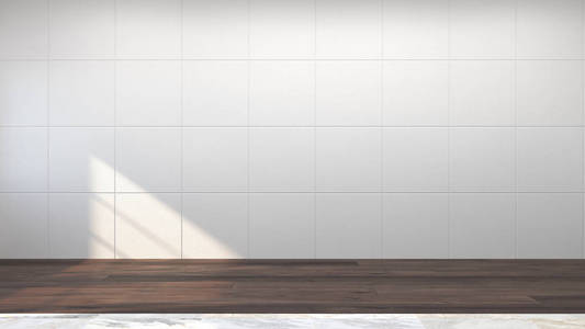 空房三维插图清洁白墙内部背景阳光复印空间客厅背景