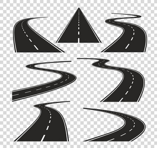 弯弯曲曲的道路弯曲的城市街道到地平线.