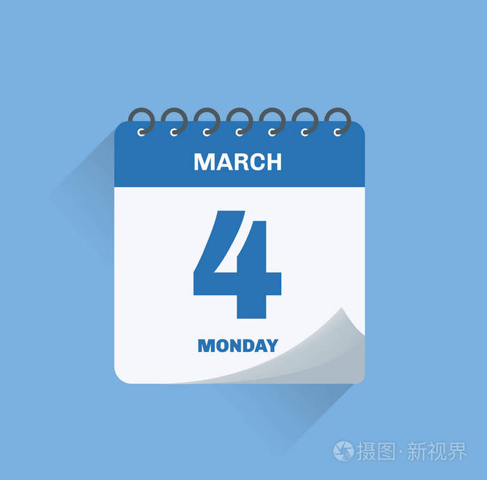 矢量图日期为3月4日的日历