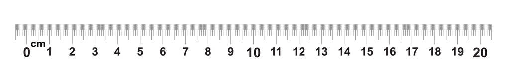 尺子20厘米。 尺子200毫米。 除法值0.5毫米。 精确长度测量装置。 校准网格
