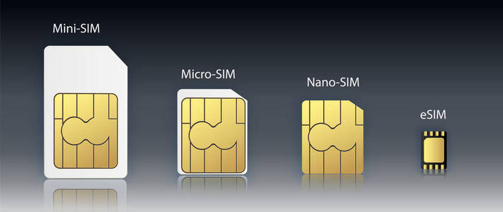 esim 嵌入式 sim 卡图标符号概念.新芯片移动蜂窝通信技术.