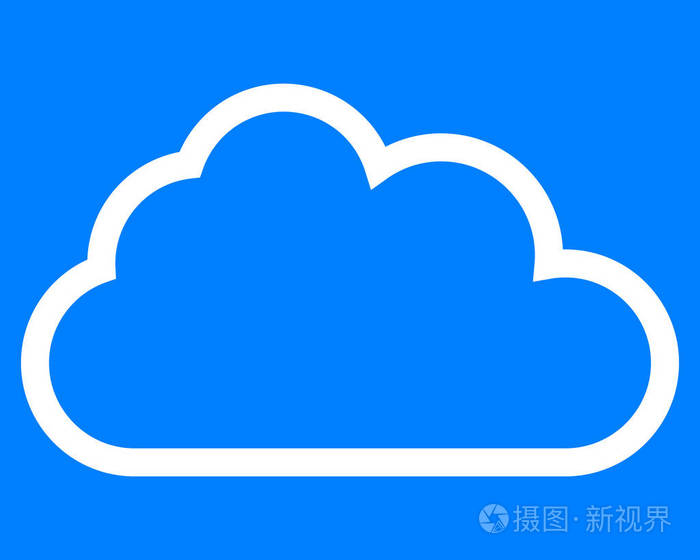 云符号图标白色简单轮廓孤立矢量插图