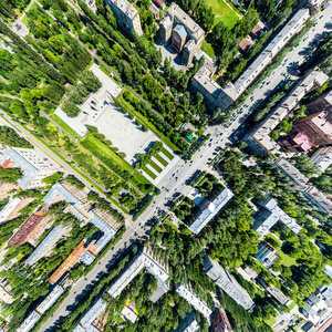 与空中城市景观 道路 房屋和建筑物