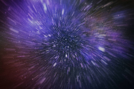 蓝色星迹中翘曲或超空间运动的抽象。