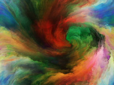 旋涡扭曲和漩涡系列。 色彩和运动在画布上的构成与艺术创造力和想象力的隐喻关系