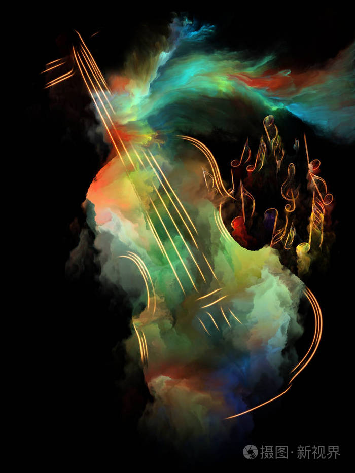 小提琴的抽象编排和丰富多彩的抽象绘画,适合于乐器,旋律,声音,毖演