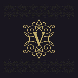 古董装饰品. 简单的图形风格. 在黑色背景上繁荣精品品牌. 矢量照片