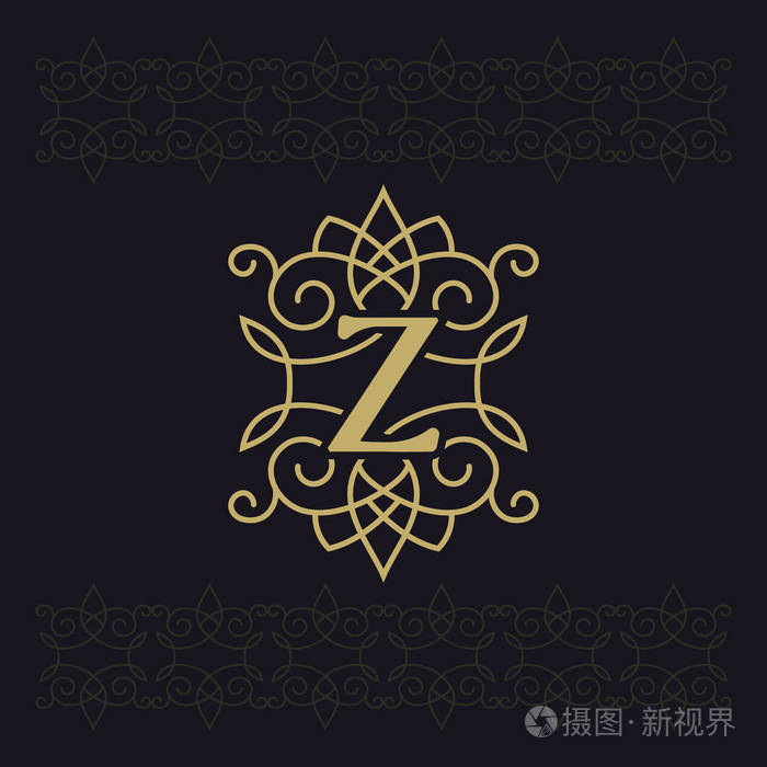 大写字母z美丽的字母优雅的标志书法设计豪华徽章古董装饰品简单的
