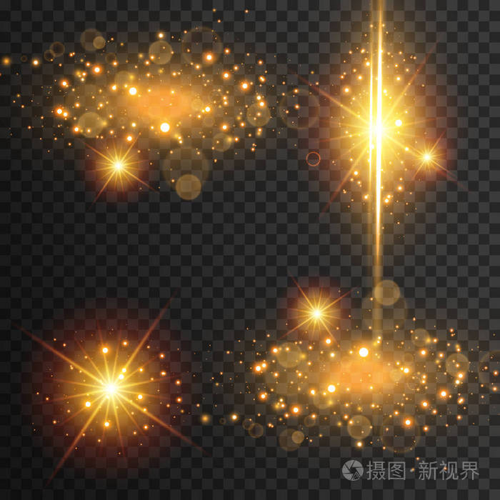 星星闪烁的亮片. 抽象空间背景. 闪光高亮光束. 奇妙的设计.