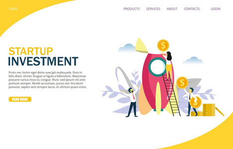 创业投资向量网站登录页面设计模板