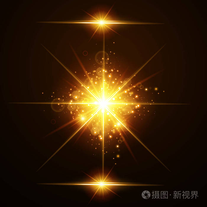 星星闪烁的亮片. 抽象空间背景. 闪光高亮光束. 奇妙的设计.