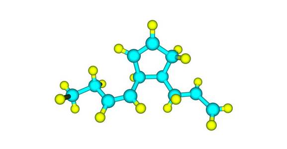 多重烯是一种精子细胞，吸引褐藻中雌性释放的物质。 三维插图