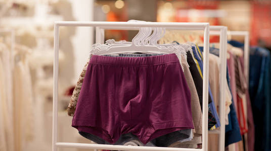 s underwear in a boutique. Advertise, Sale and Fashion concept.