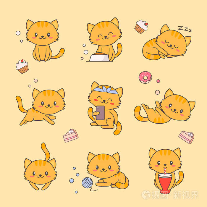 可爱的小猫川井字符贴纸集 猫与动漫脸各种表情符号设计的涂鸦 儿童动物爱情元素套件 有趣的宠物图标平面卡通矢量插图插画 正版商用图片18o0uf 摄图 新视界 可爱的小猫川井字符贴纸集 猫与动漫脸各种表情符号设计的涂鸦 儿童动物爱情元素套件 有趣的宠物图标平面卡通矢量插图插画 正版商用图片18o0uf 摄图 新视界