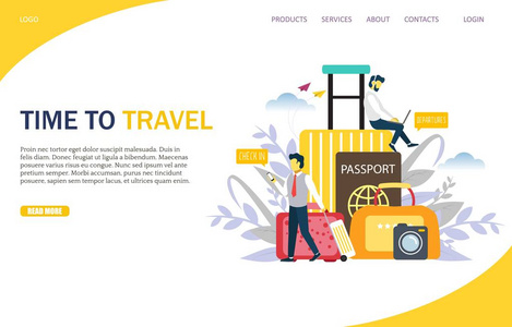 旅游矢量网站登陆页面设计模板图片