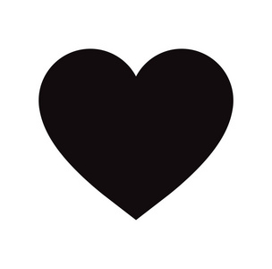 平面黑色心脏图标隔离在白色背景上。 矢量图。
