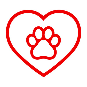 白色背景下的狗爪心插图孤立的表情符号字符卡通白色小兔爱飞与心贴纸