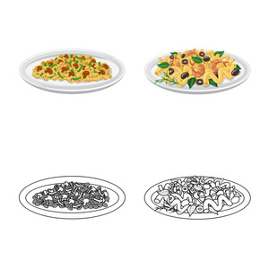 面食和碳水化合物符号的孤立对象。面食和通心粉股票矢量图的收集