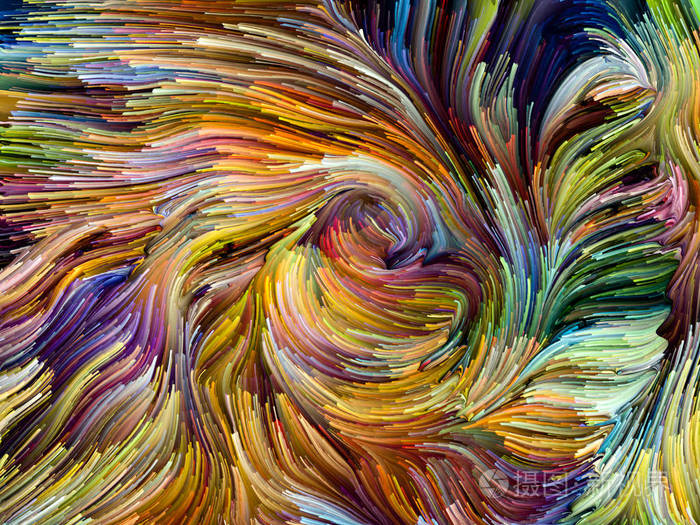 液体颜色系列. 以创意,艺术,设计为主题的多色颜料条纹抽象设计