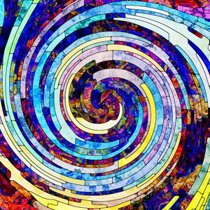 螺旋旋转系列。 彩色玻璃漩涡图案背景彩色碎片主题色彩设计创意艺术与想象