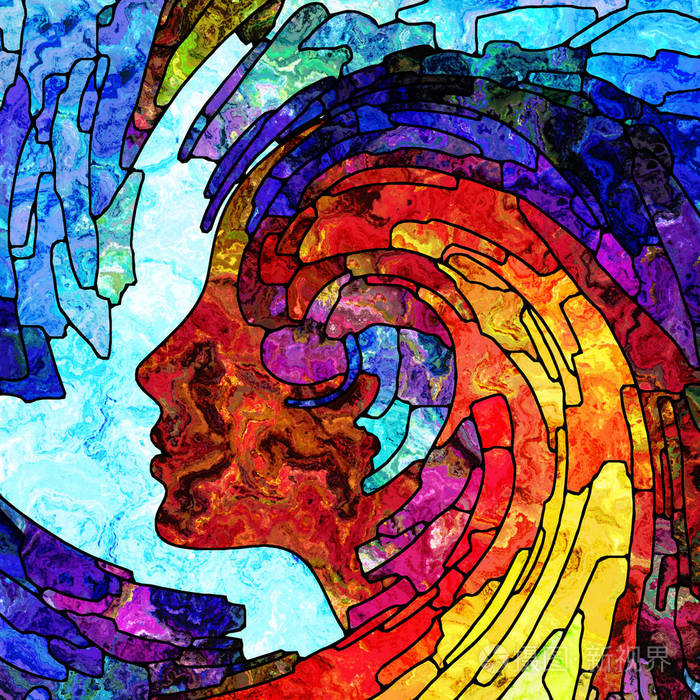 彩色碎片彩色玻璃旋流图案的,以多彩的设计,创意,艺术和想象为主题