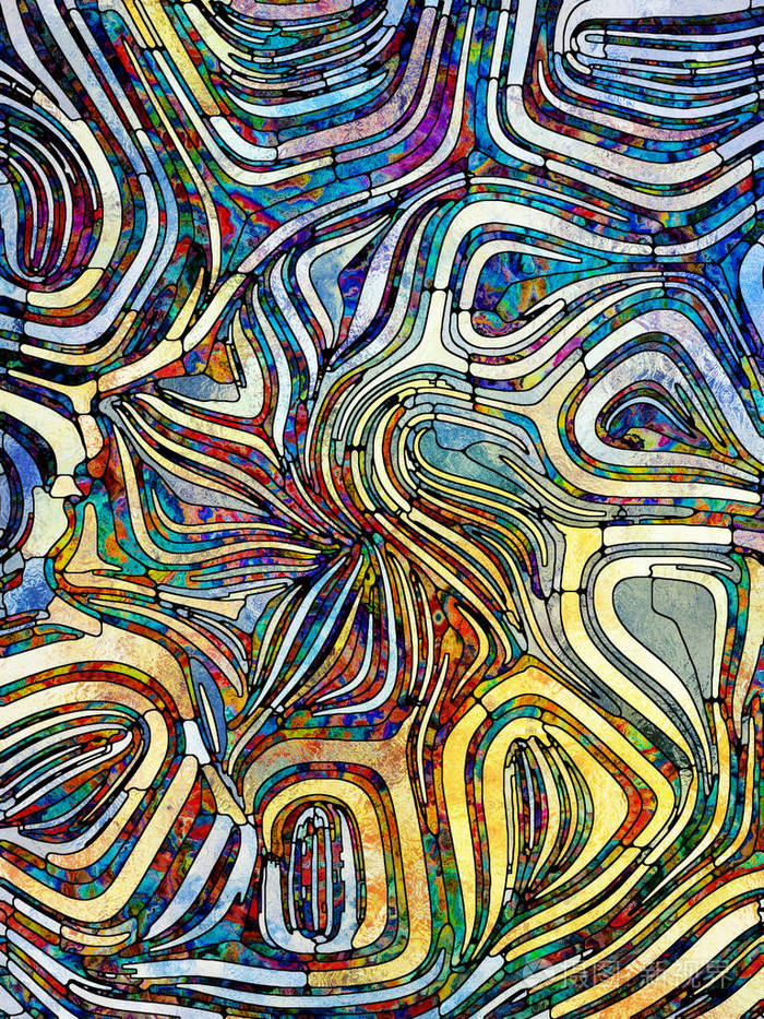 彩色碎片彩色玻璃图案的构成与人类脸的隐喻关系到生存的终极统一