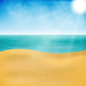 夏季海滩。横幅海报卡片等的矢量背景