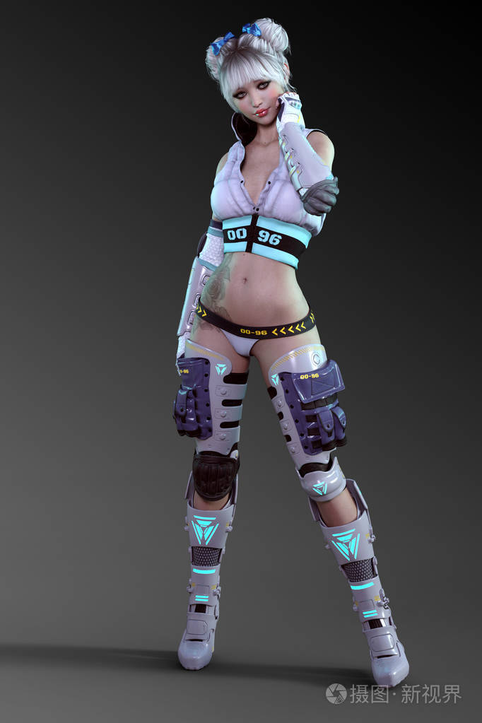 性感科幻盔甲中的科幻小可爱