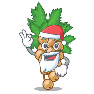 圣诞老人在吉祥物碗上的白色矢量插图
