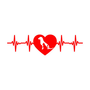 兽医标志狗和猫心脉搏