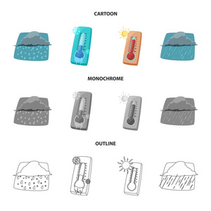 天气和气候符号的孤立对象。天气和云彩股票向量例证的集合