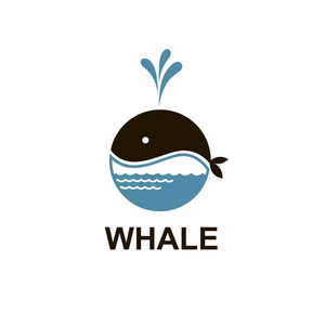 带有鲸鱼和海浪抽象符号的设计