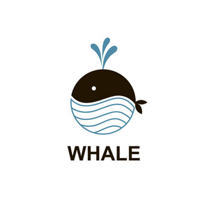 带有鲸鱼和海浪抽象符号的设计图片