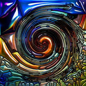 螺旋旋转系列。 以彩色玻璃漩涡图案构成的彩色碎片图案为隐喻，以多彩的设计创意艺术和想象为主题
