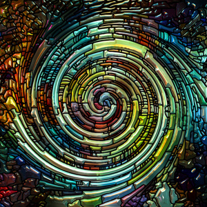 螺旋旋转系列。 彩色玻璃漩涡图案背景彩色碎片主题色彩设计创意艺术与想象