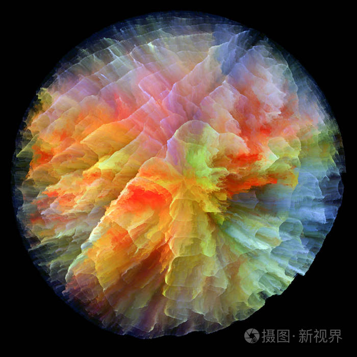 由体积三维分形粒子组成的背景,分离在黑色上,适合用于想象力,创造力