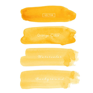 橙色画笔在白色背景上画水彩. 矢量图.照片