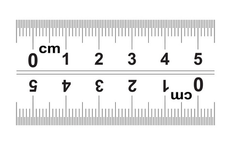 标尺上标记的方向从左到右,从右到左. 除法值0.5毫米.