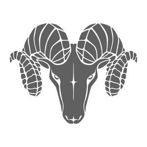 黑色标志头公羊隔离在白色背景上. 抽象平面矢量图照片